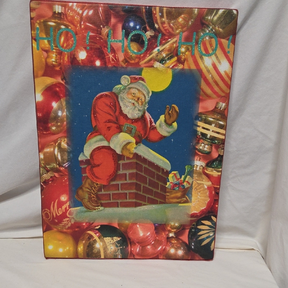 50% Off All Christmas!!  Santa Claus Canvas Art with Christmas Ornaments